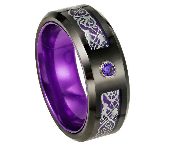 Tungsten Steel Stainless Steel Luminous Red Purple Green Ring