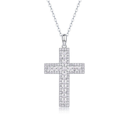 Shelter Luxury Fashion Diamond Pendant Necklace Set With Mosan Diamond Silver Ornaments