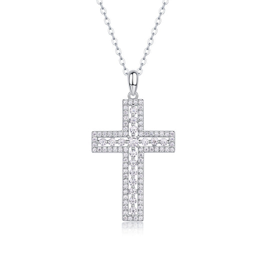 Shelter Luxury Fashion Diamond Pendant Necklace Set With Mosan Diamond Silver Ornaments