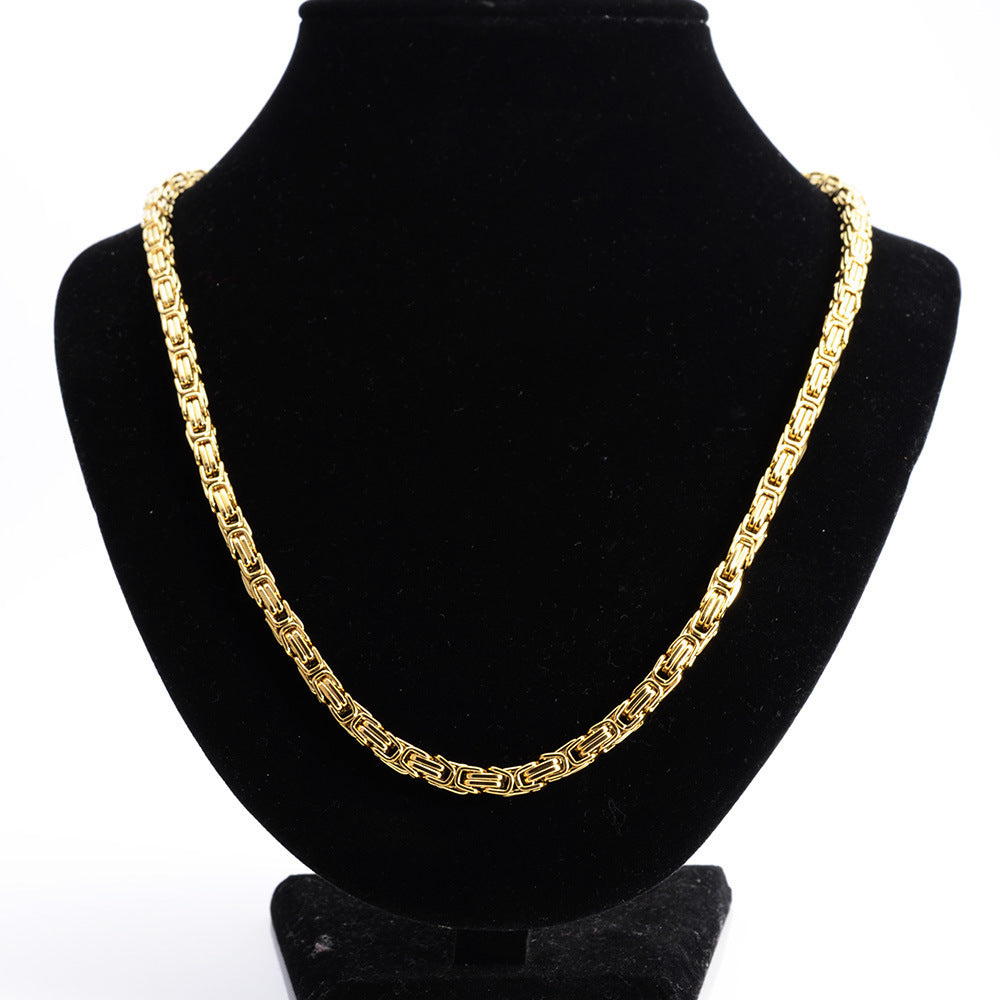 Men's Gold Stainless Steel Hip Hop Necklace