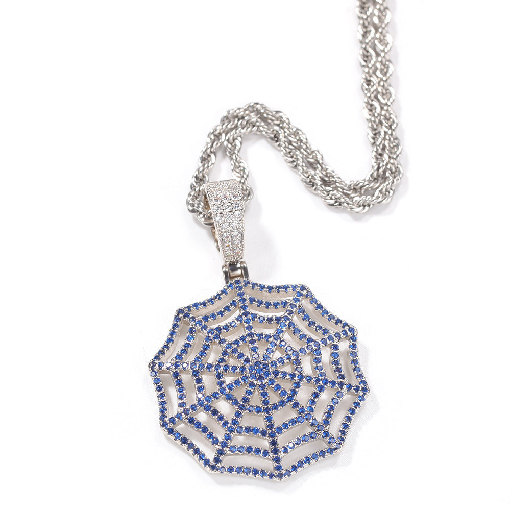 Hip Hop Ancient Cute Zircon Spider Web Necklace