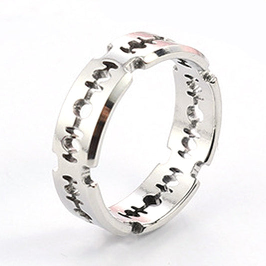 Stainless Steel Titanium Steel Cutting Blade Ring Ring Men's Hip Hop Jewelry