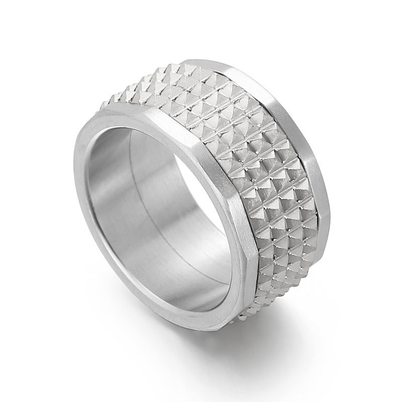 Personality Hip Hop Pyramid Men's Titanium Steel Ring