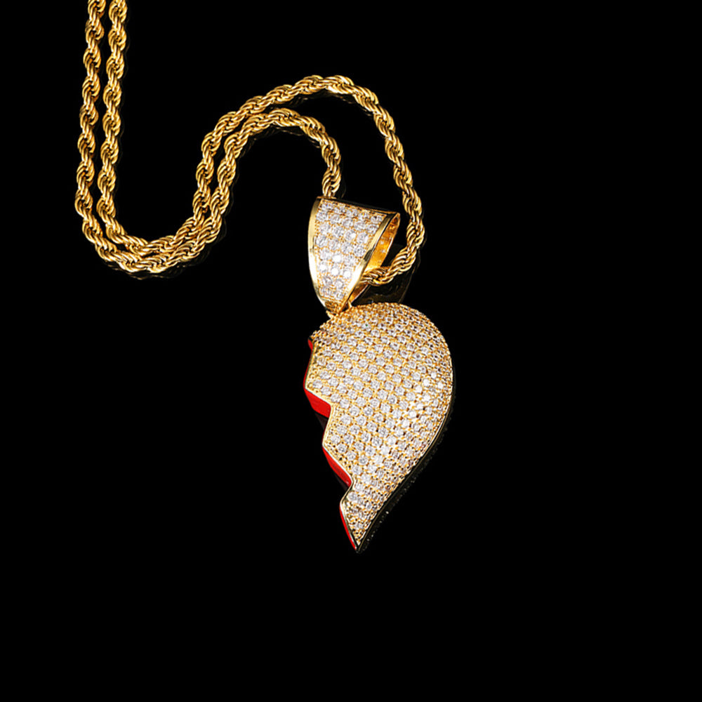 Two Half Heartbreak Combination Hip Hop Pendant Love Couple Necklace