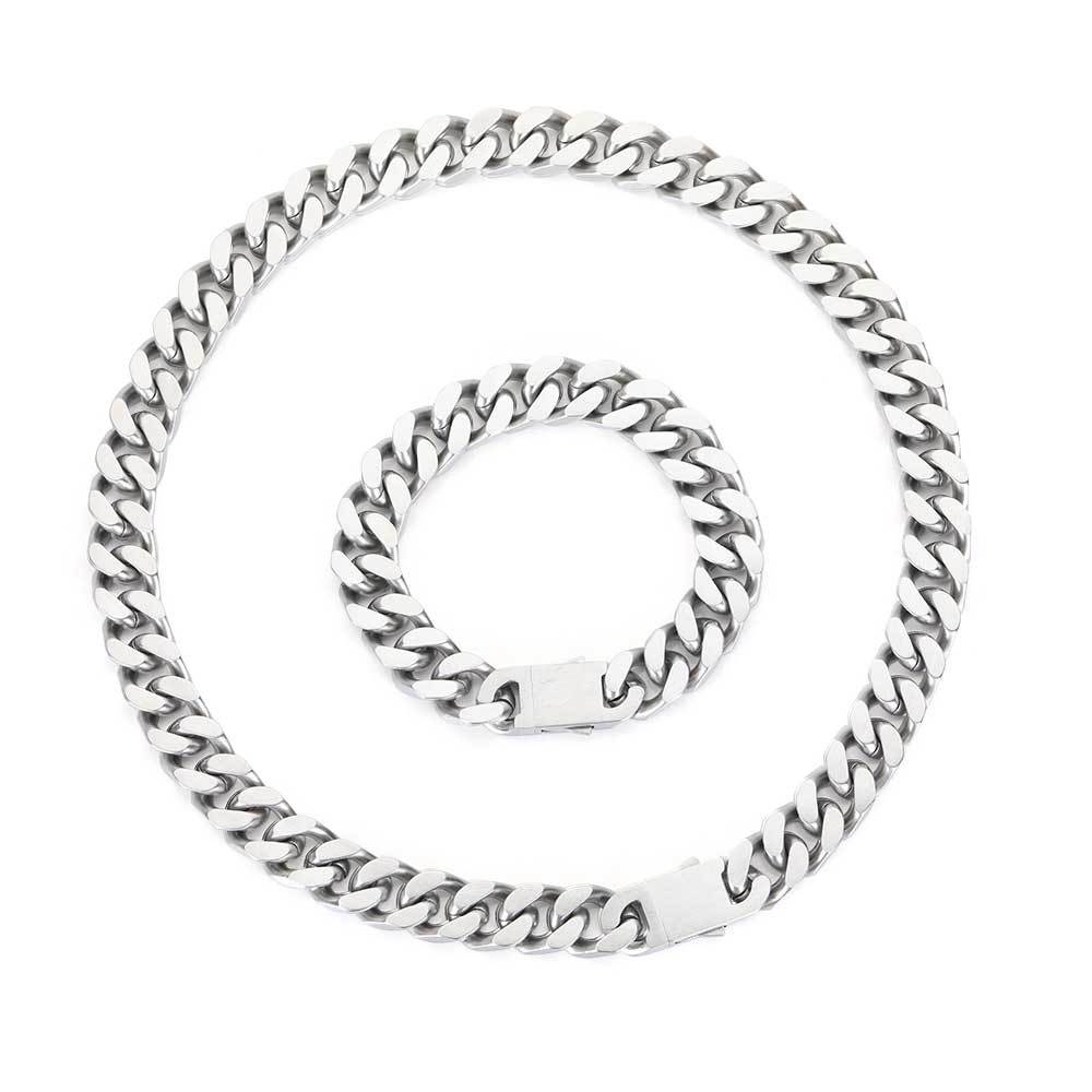 Hip Hop Stainless Steel Encrypted Four Sides Grind Cuban Chain