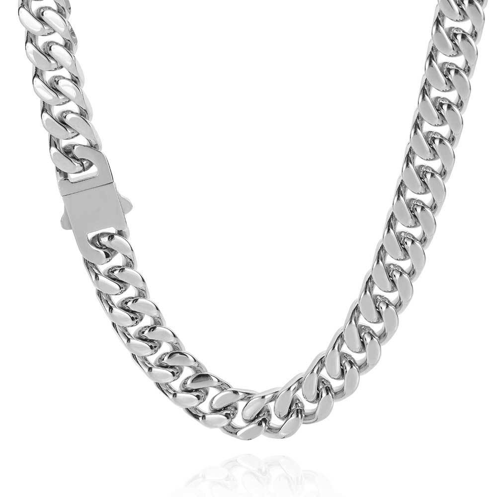 Hip Hop Stainless Steel Encrypted Four Sides Grind Cuban Chain