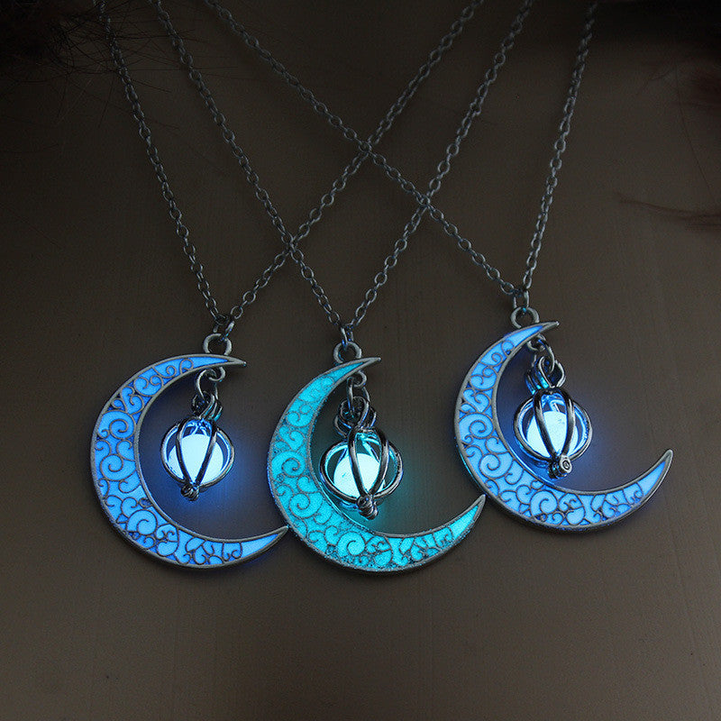 Moon Pumpkin Pendant Luminous Stone Luminous Necklace