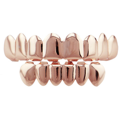 DatNewDrip 8 tooth gold grillz set polished rose gold top and bottom custom fit teeth
