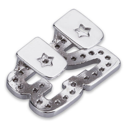DatNewDrip 23 two tooth grillz set silver plated two tooth caps with star accents and rhinestone holes
