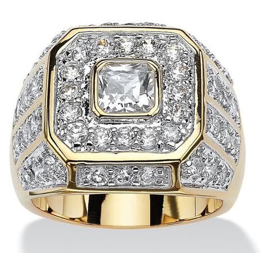 Men's Gold-plated Zircon Ring Hip Hop Ring