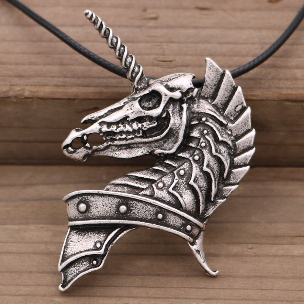 Viking Men's Punk Horse Head Pendant Necklace