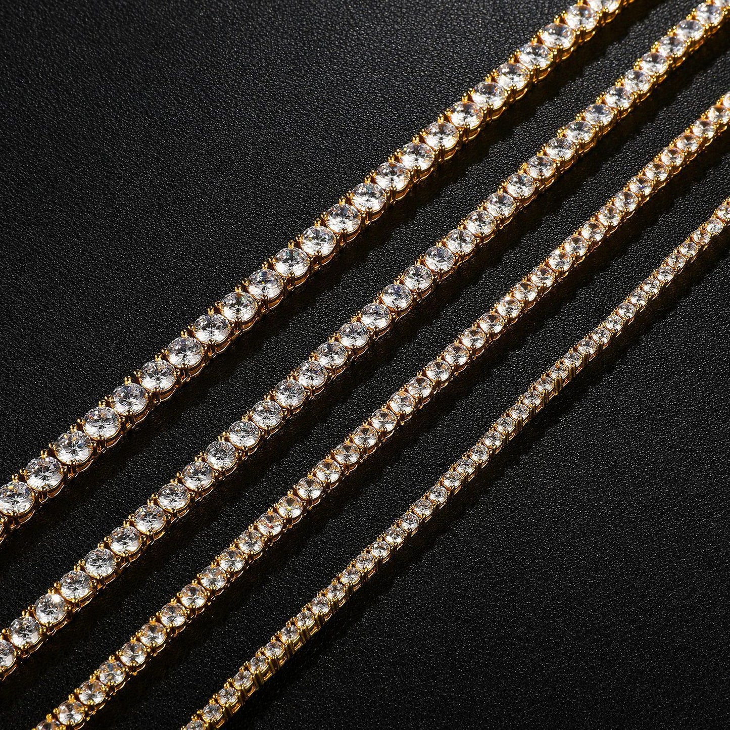 Explosive Hip Hop Copper Inlaid Zircon Four Claw Single Row Diamond Tennis Chain