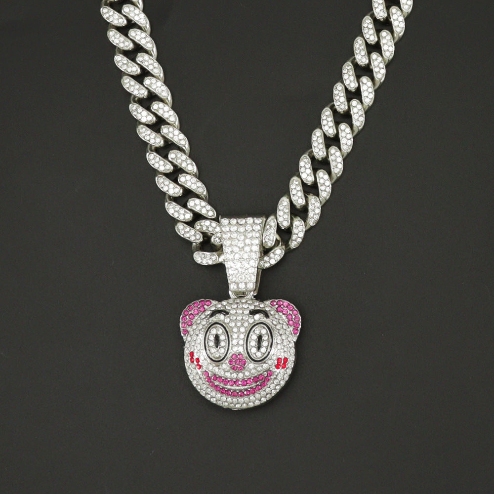 Hip Hop Round Face Pendant Necklace