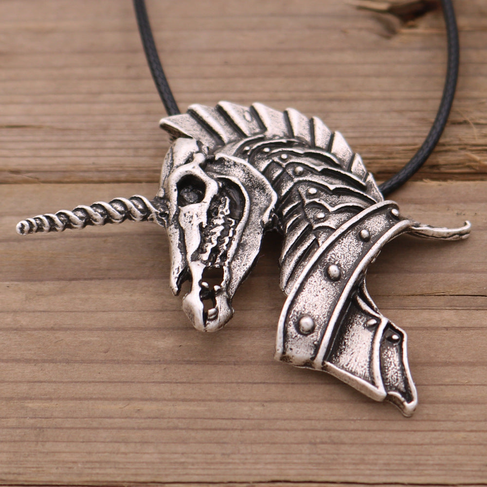 Viking Men's Punk Horse Head Pendant Necklace