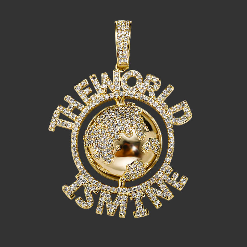 Hot Selling Earth Hip Hop Pendant Necklace With Glossy Zircon