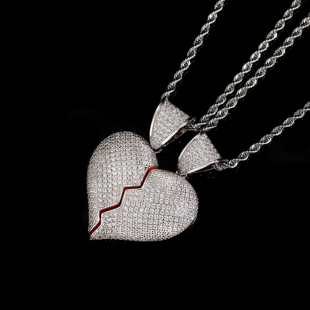 Two Half Heartbreak Combination Hip Hop Pendant Love Couple Necklace