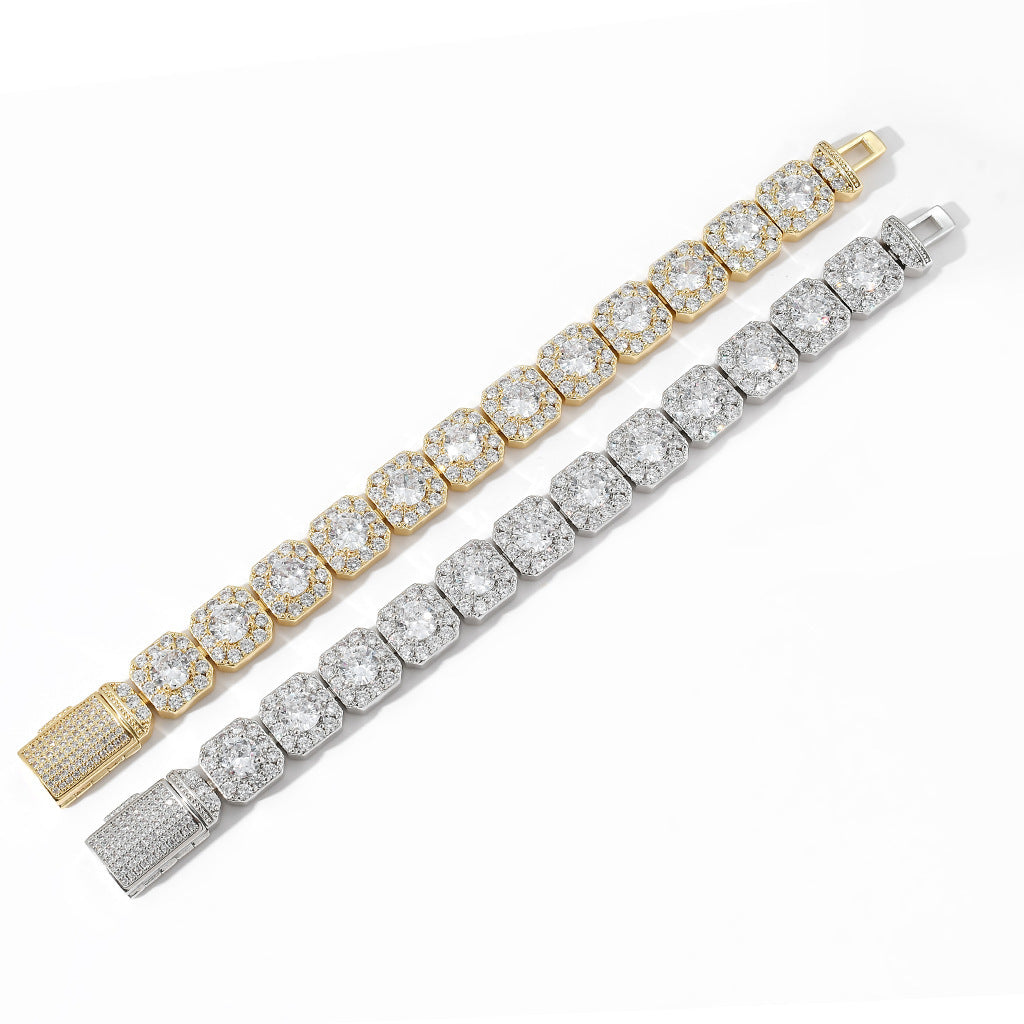 Hip Hop Bracelet Flip Buckle Rock Sugar Zircon Men