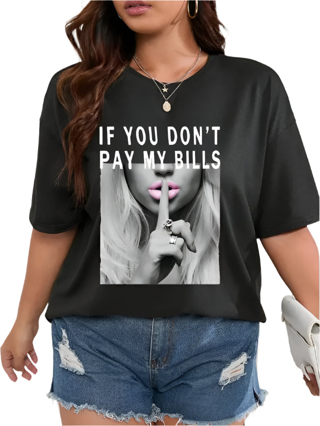 Plus Size Summer Casual Women's T-Shirt - Soft, Breathable Polyester Fabric, Unique Portrait Print Design, Machine Washable, Easy Care, Comfortable Wear - Perfect For Outdoor Activities