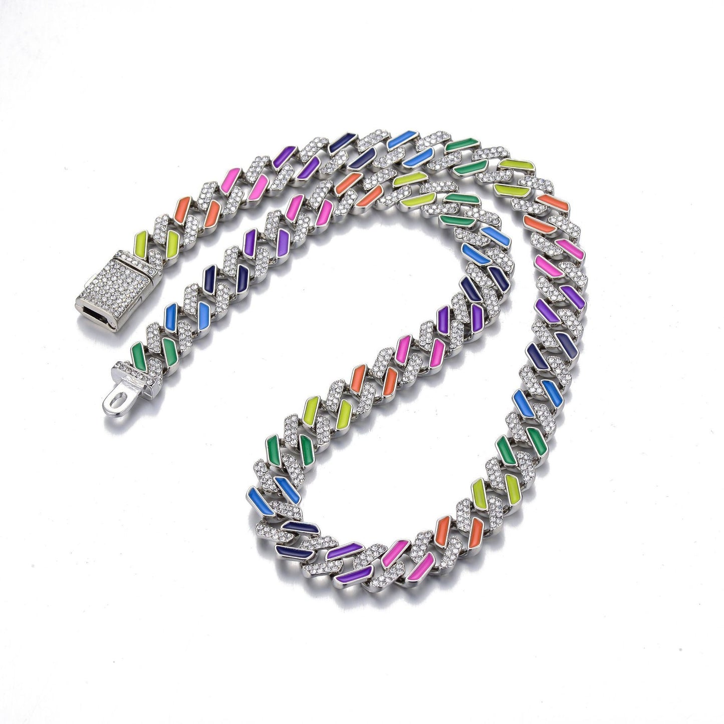 Diamond Colorful Rainbow European And American Bracelet Full Of Diamonds Hip Hop