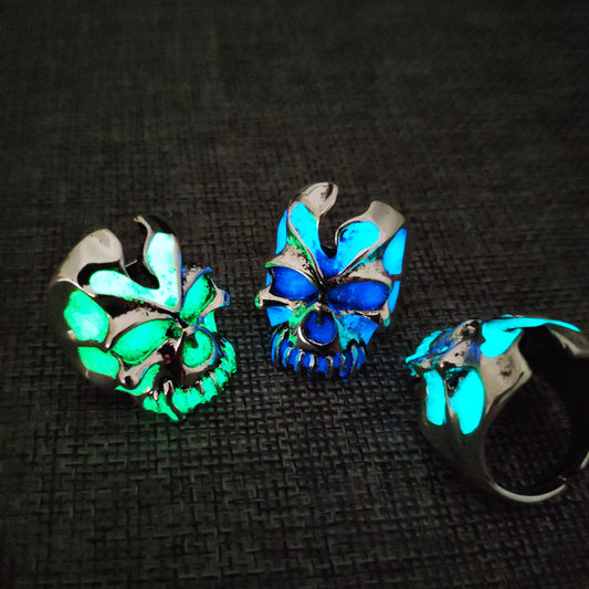 Alloy Ghost Head Toothy Luminous Ring