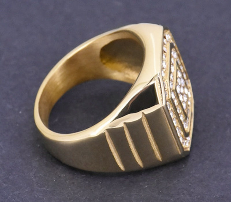 Hip-hop Punk INS Style Titanium Steel Gold-plated Ring Trendy Men