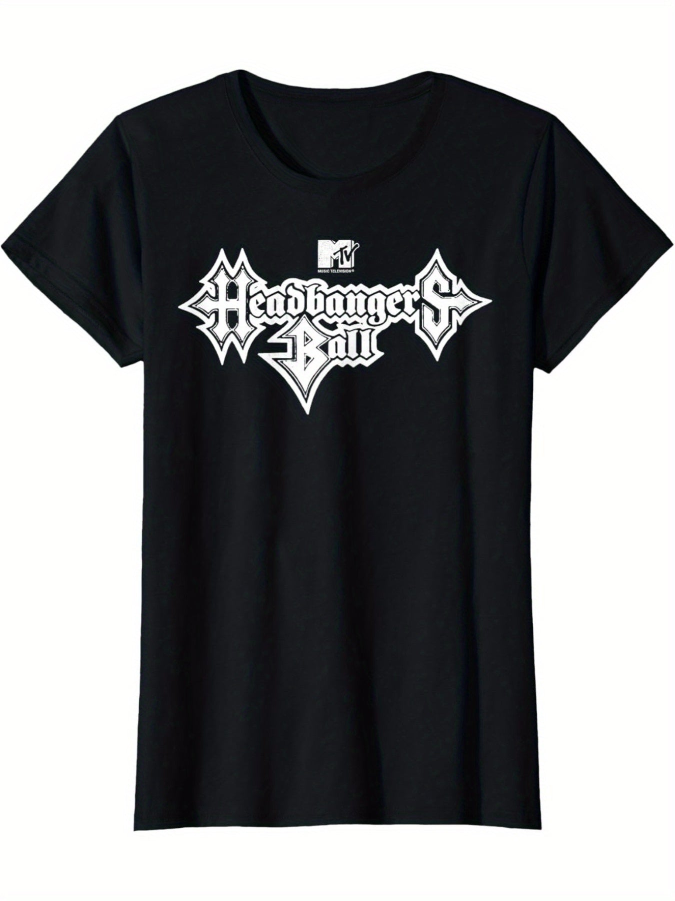 Headshot Ball Classic Fit, Round Neck, Short Sleeve Black Metal Text T-shirt