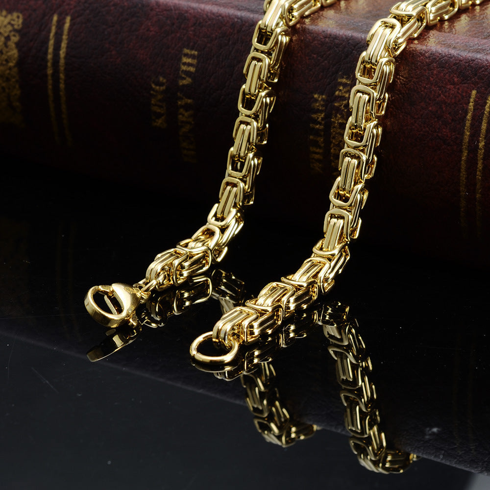 Men's Gold Stainless Steel Hip Hop Necklace