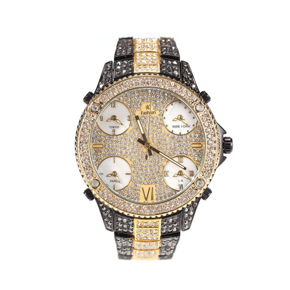 New Full Diamond Large Dial Hip-hop Men's Watches