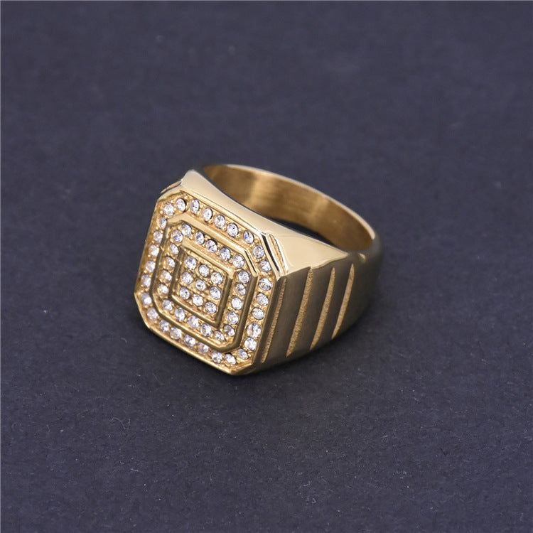 Hip-hop Punk INS Style Titanium Steel Gold-plated Ring Trendy Men