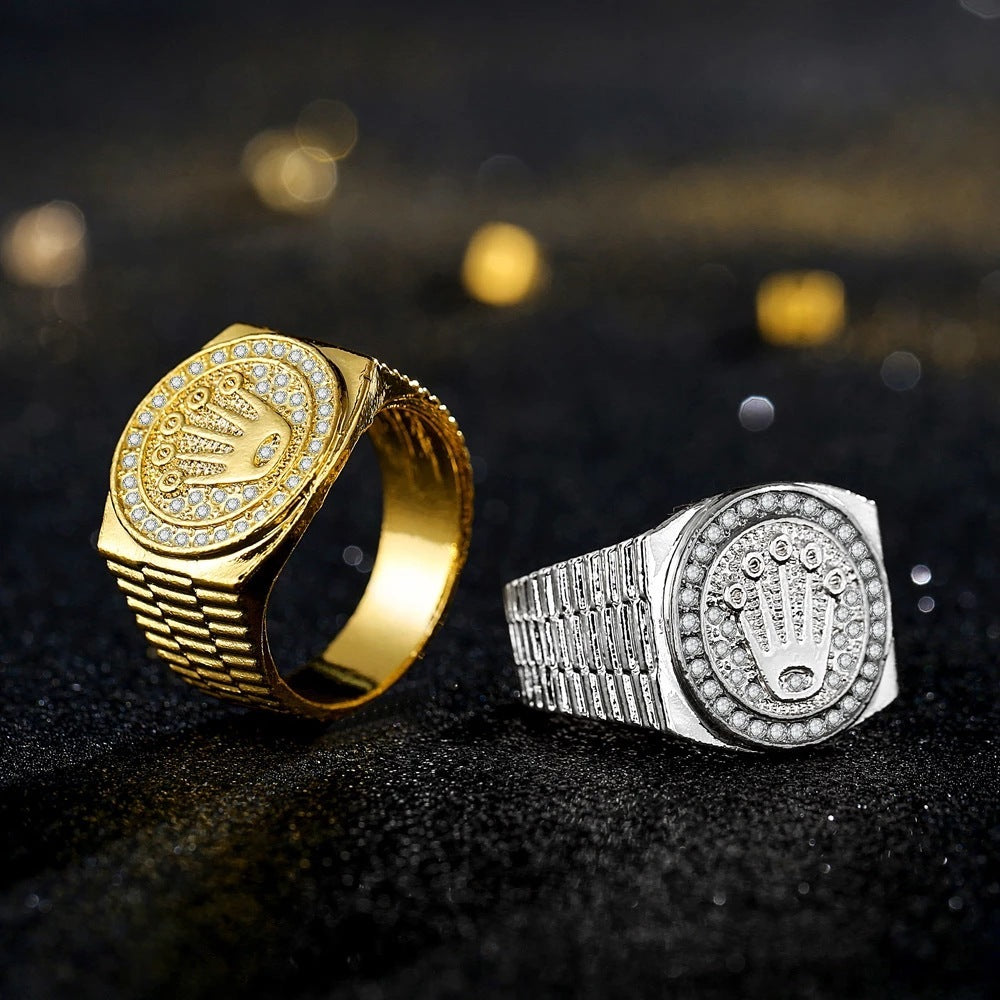 European And American Personalized Hip Hop Palm Crown Ring