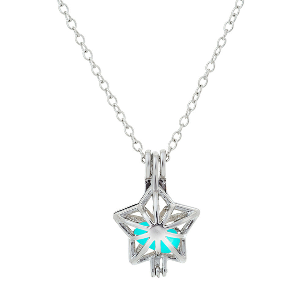 Christmas Luminous Pentagram Necklace Halloween Luminous Star Necklace