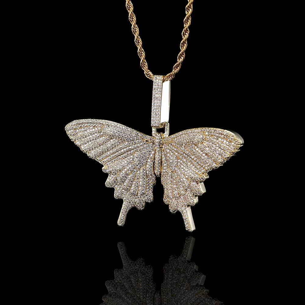 Hip Hop Large Butterfly Pendant Real Gold Electroplating Trendy Necklace