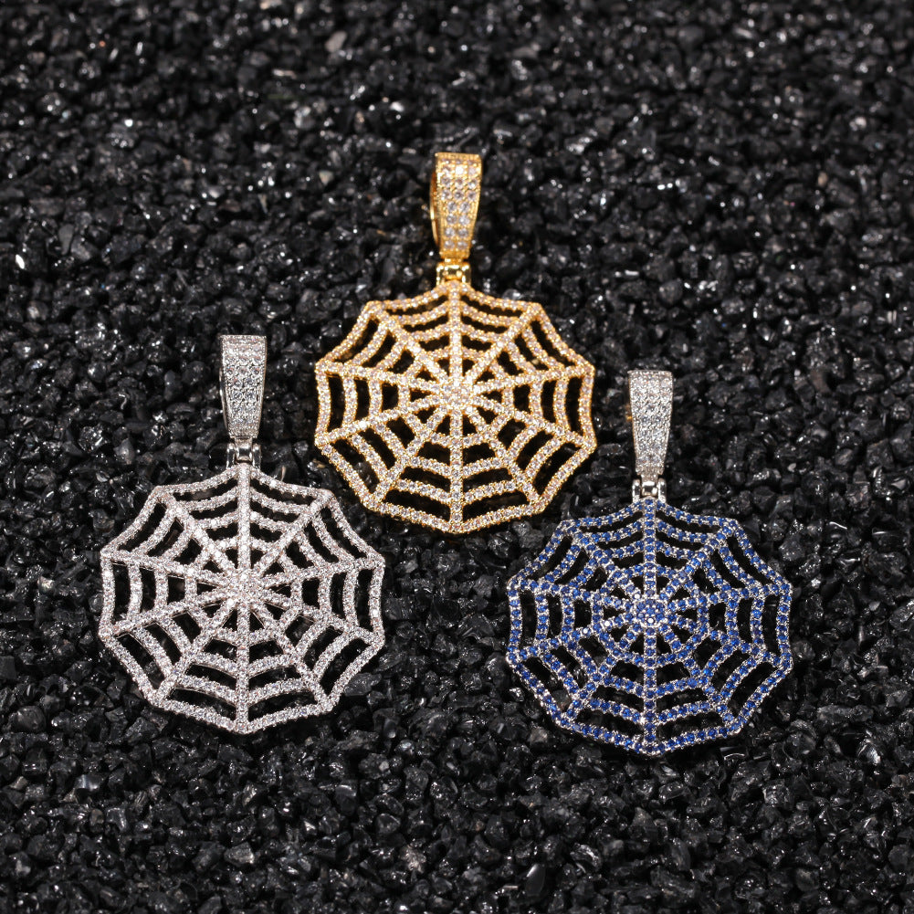 Hip Hop Ancient Cute Zircon Spider Web Necklace