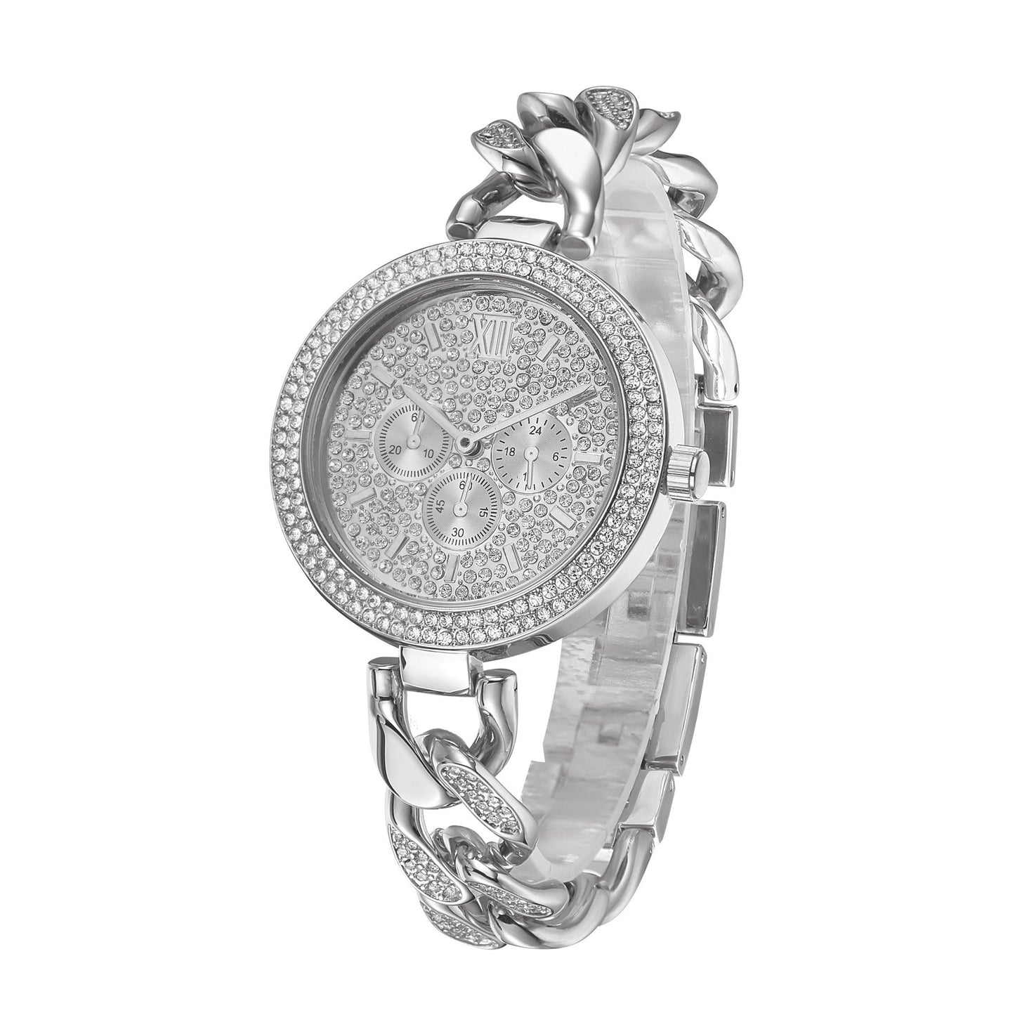 Trendy Diamond Hip Hop Cuban Chain Quartz Watch