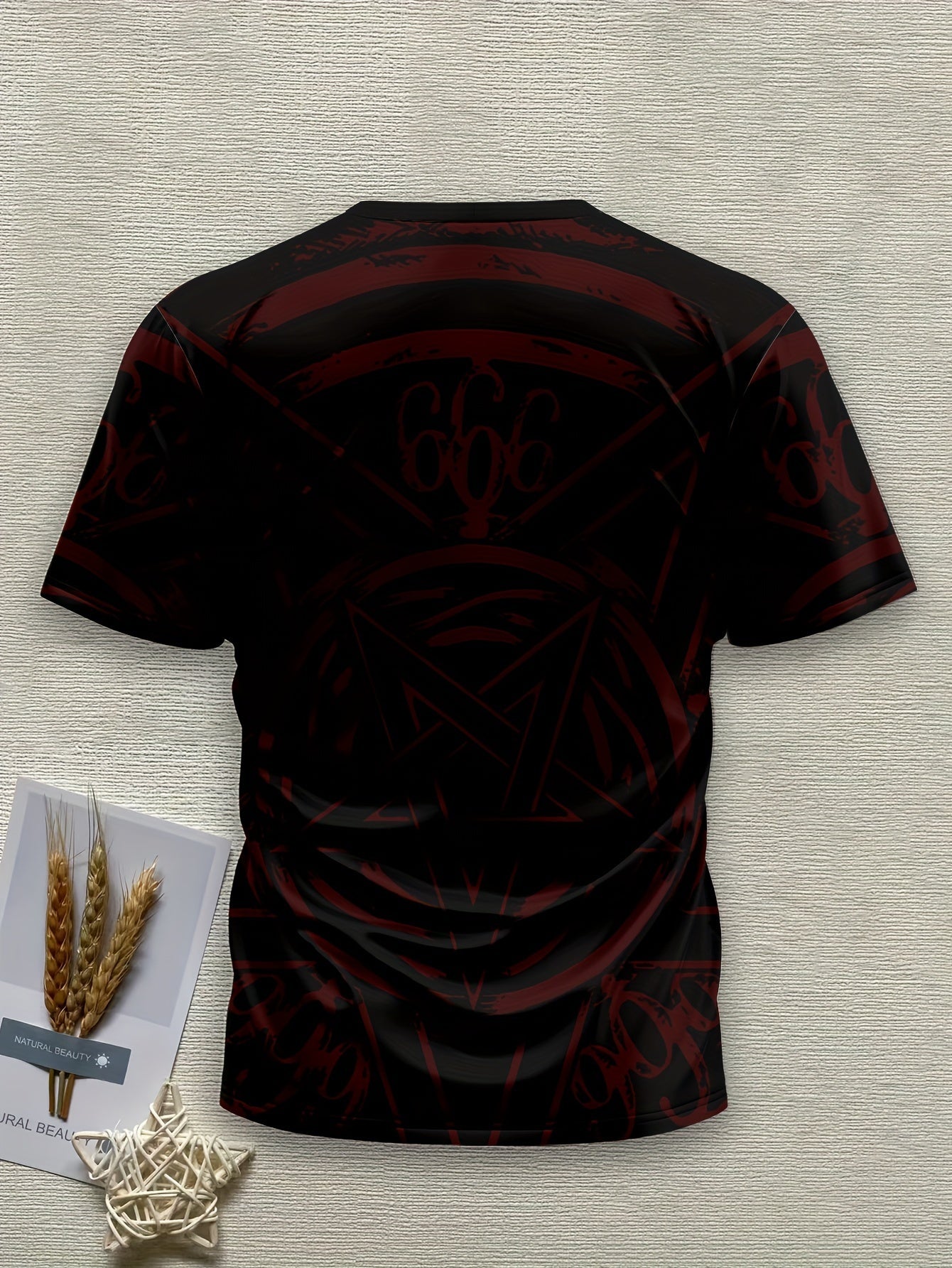 Men's 3D Printed Pattern T-shirt, Loose Fit, Polyester Material, Round Neck Design