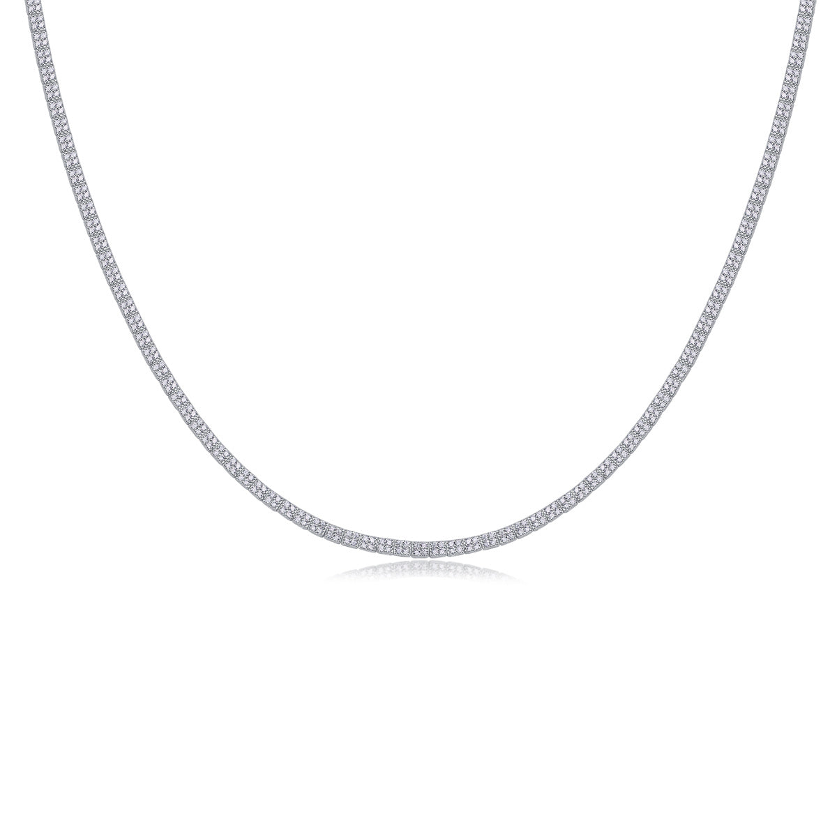 Moissanite Diamond S925 Silver Tennis Chain Four Square Necklace Luxury Fashion