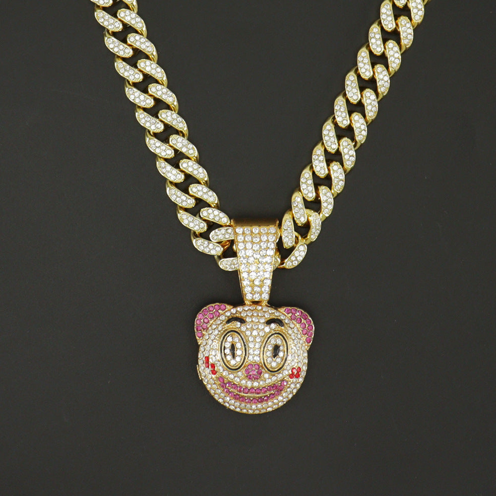 Hip Hop Round Face Pendant Necklace