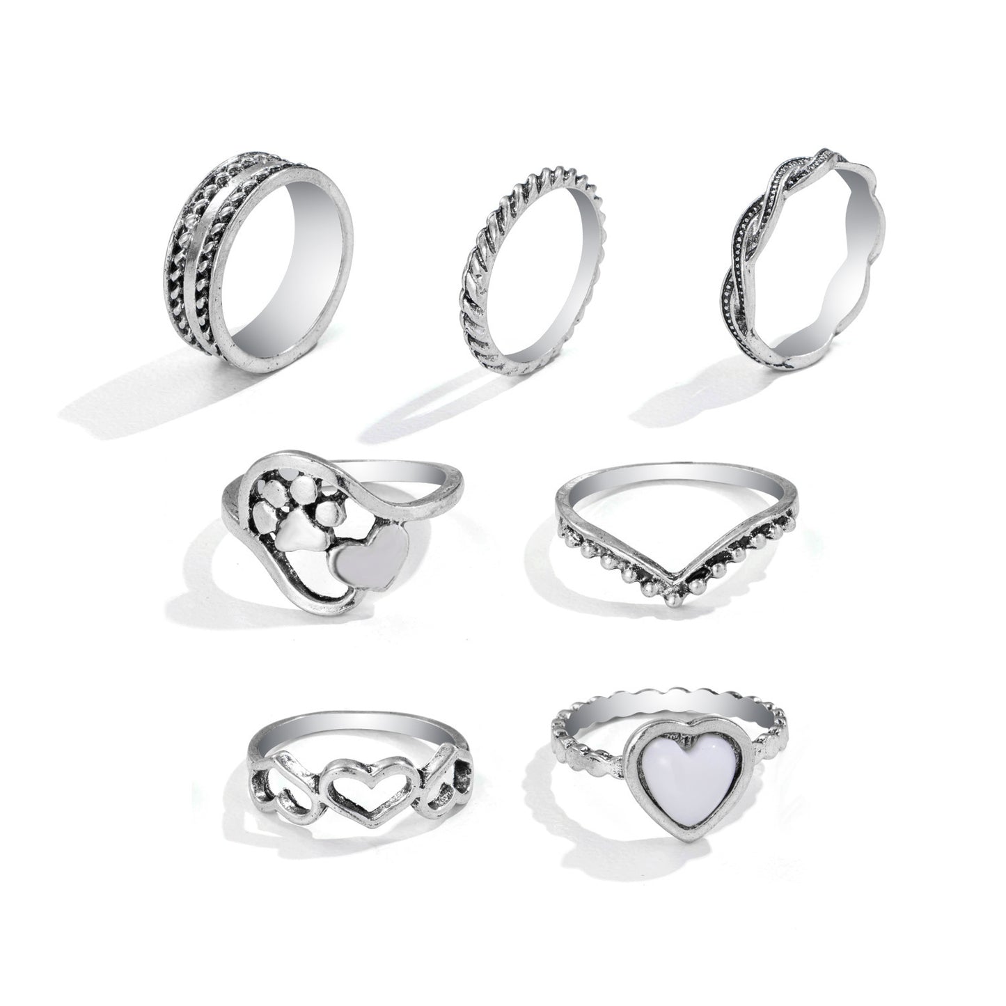 Love Distressed Ring Set Cross-border Hip Hop