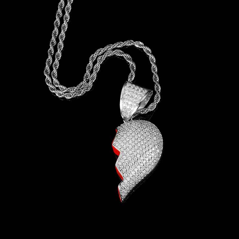 Two Half Heartbreak Combination Hip Hop Pendant Love Couple Necklace