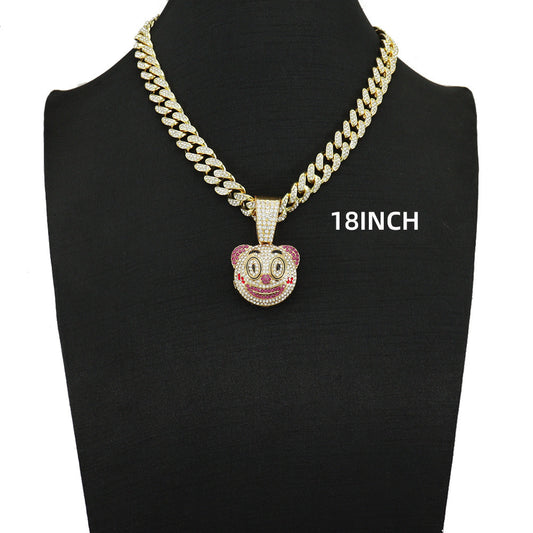 Hip Hop Round Face Pendant Necklace