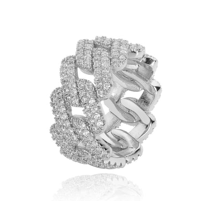 Iced Out 11mm Cuba Link Ring - DATNEWDRIP