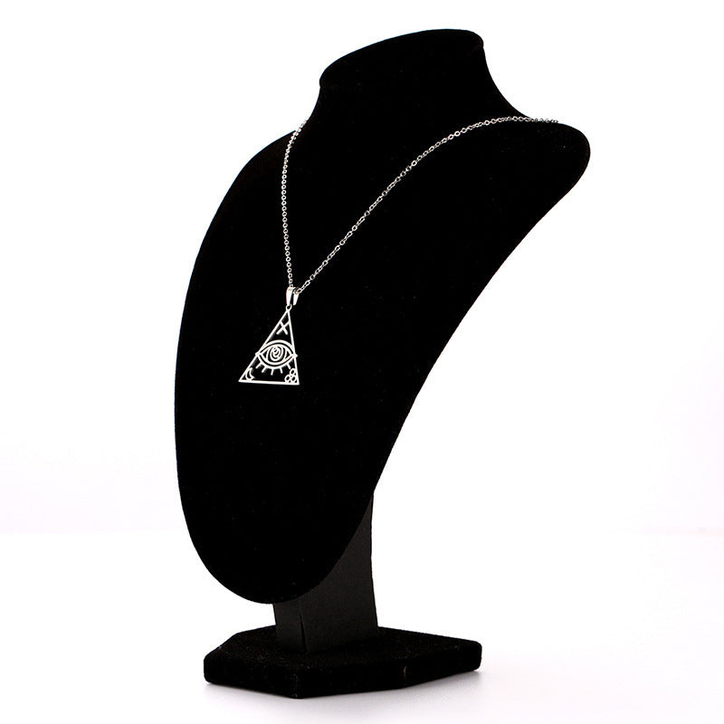 Men's Hip Hop Pyramid Eye Of Horus Triangle Stainless Steel Necklace