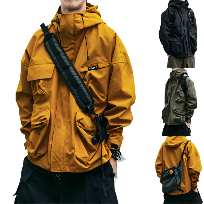 Hooded Jacket Men's Loose Three-dimensional Pocket Functional Windproof Jacket Casual Clothing