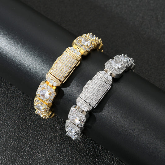 Hip Hop Bracelet Flip Buckle Rock Sugar Zircon Men