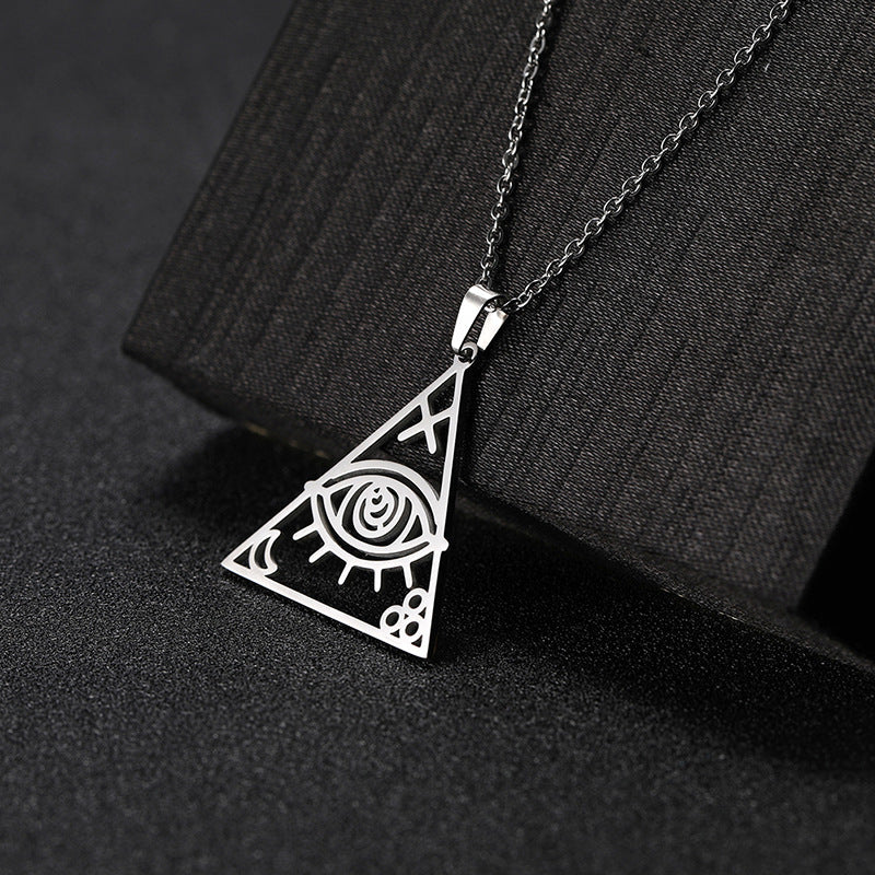 Men's Hip Hop Pyramid Eye Of Horus Triangle Stainless Steel Necklace