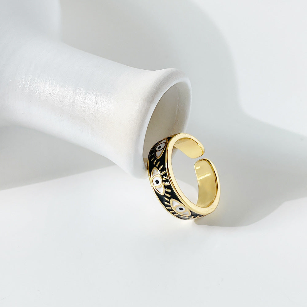 Hip Hop Fashion Gold Plated Oil Eye Ring