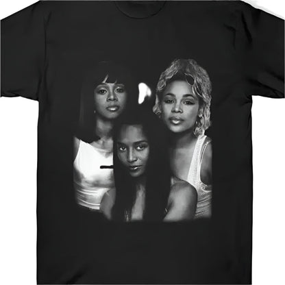 DatNewDrip Graphic Streetwear T-Shirt featuring a bold black and white portrait of three women