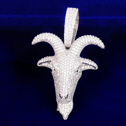DATNEWDRIP hip hop sheep head pendant necklace with sparkling diamond-like detailing