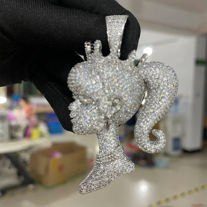 Iced Out queen doll rapper pendant jewelry featuring a sparkling design and intricate details