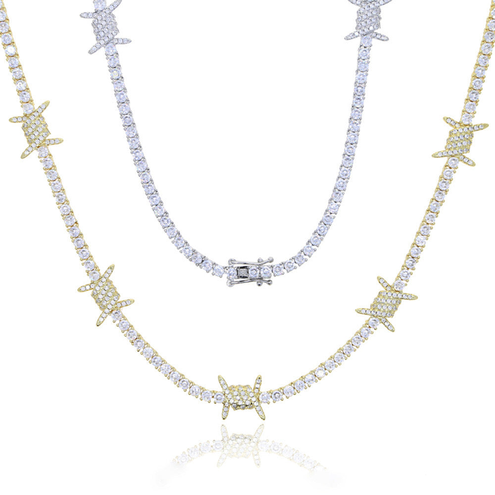 DatNewDrip iced out Jesus pendant gold and silver tennis chain necklace set with pave stones
